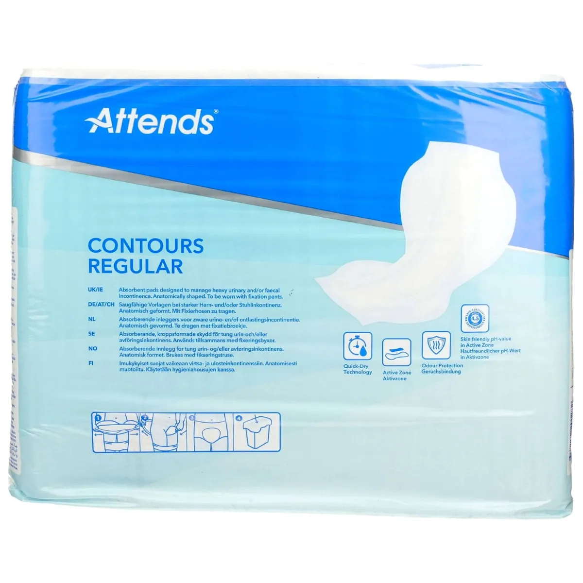 Attends Contours Regular 8, anatomisch geformt, hohe Saugfähigkeit — 28 Stück 3