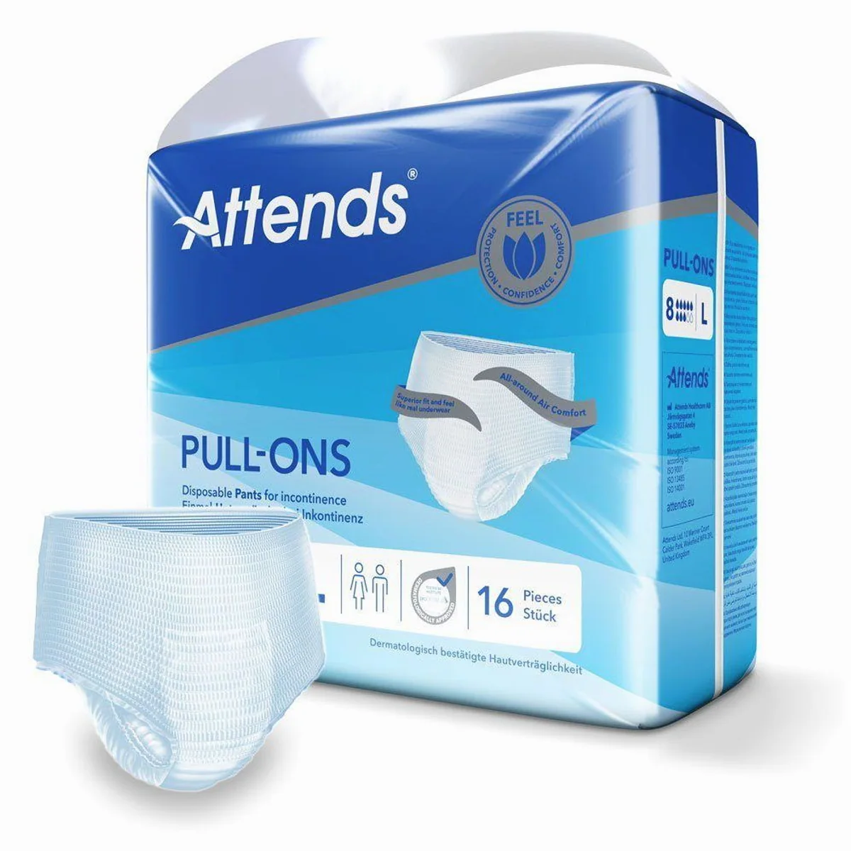 Attends Pull-Ons 8 Large, elastische Einmalhose, hohe Saugstärke, Odour Protection