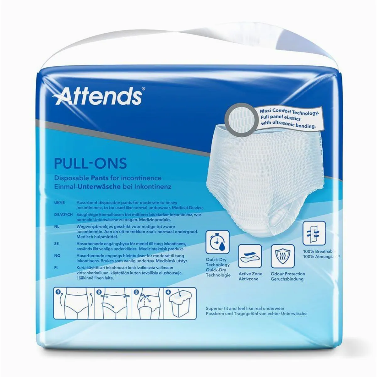 Attends Pull-Ons 8 Large, elastische Einmalhose, hohe Saugstärke, Odour Protection 3