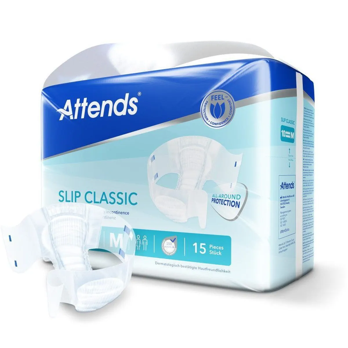 Attends Slip Classic 10 M, sehr hohe Saugfähigkeit, atmungsaktive Seitenflügel, Nässeindikator