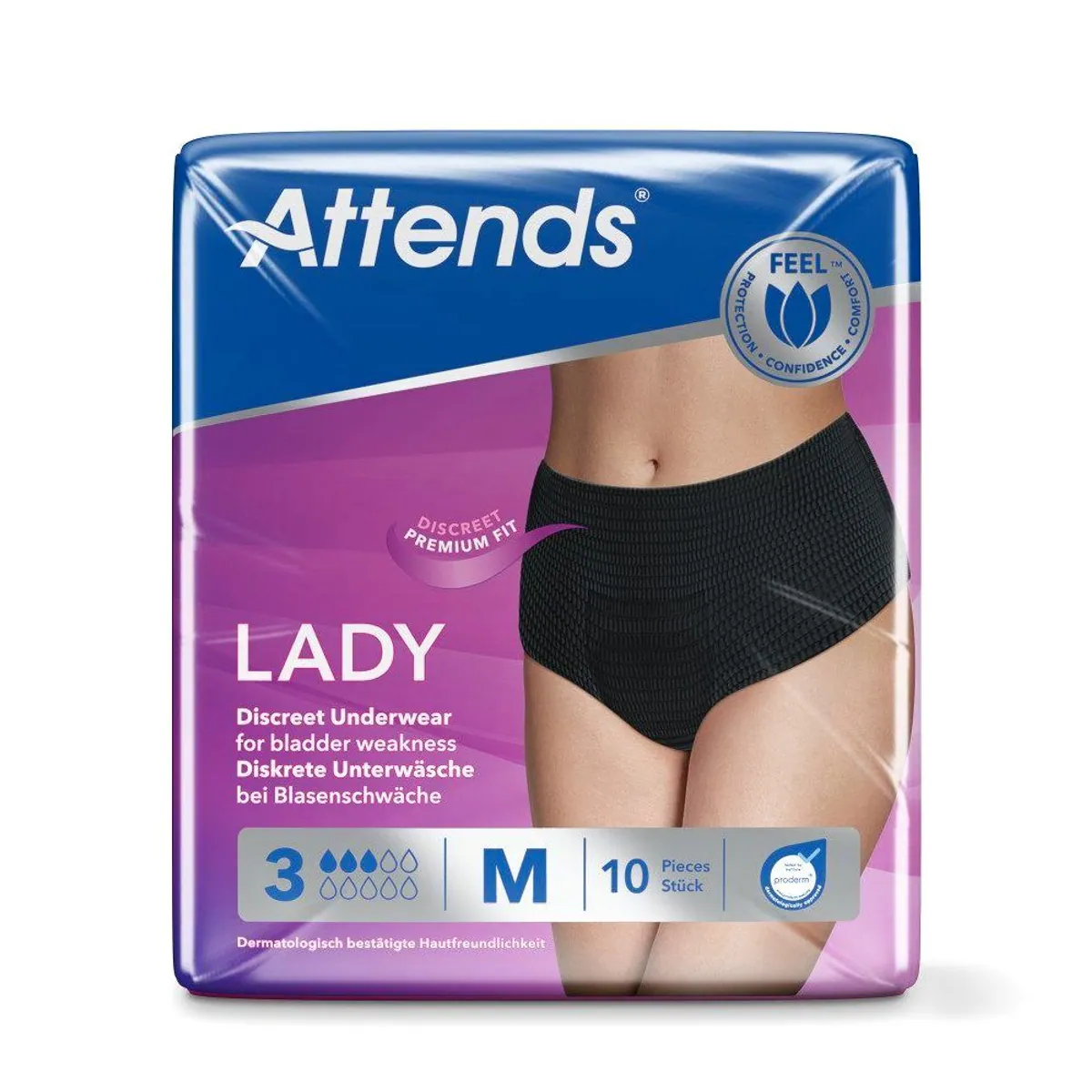 Attends Lady Discreet Underwear 3 M, weicher Stoff, diskret, leistungsstarker Saugkern 2