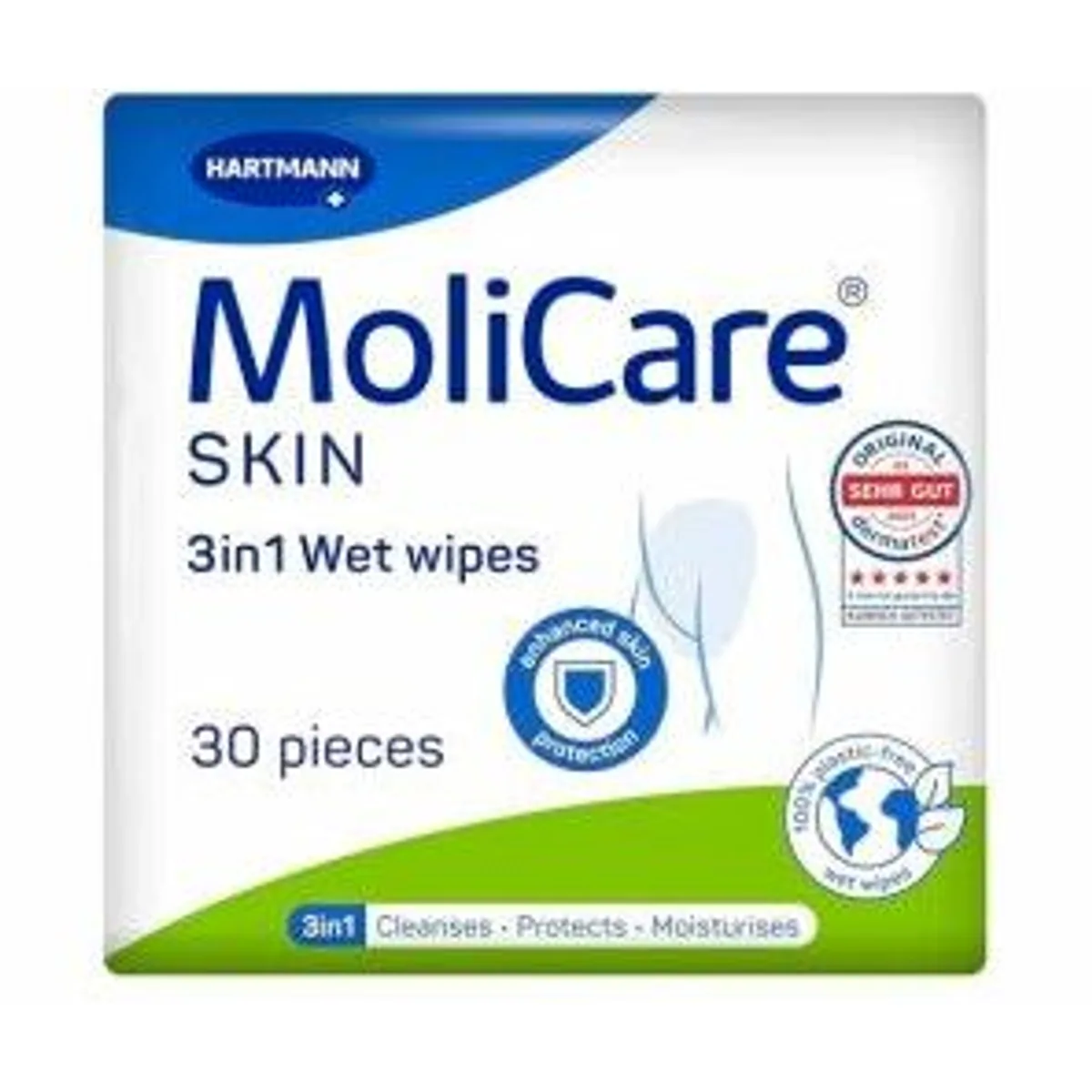 MoliCare Skin 3in1 Feuchtpflegetücher, sanfte Reinigung, pflegend, praktische Größe