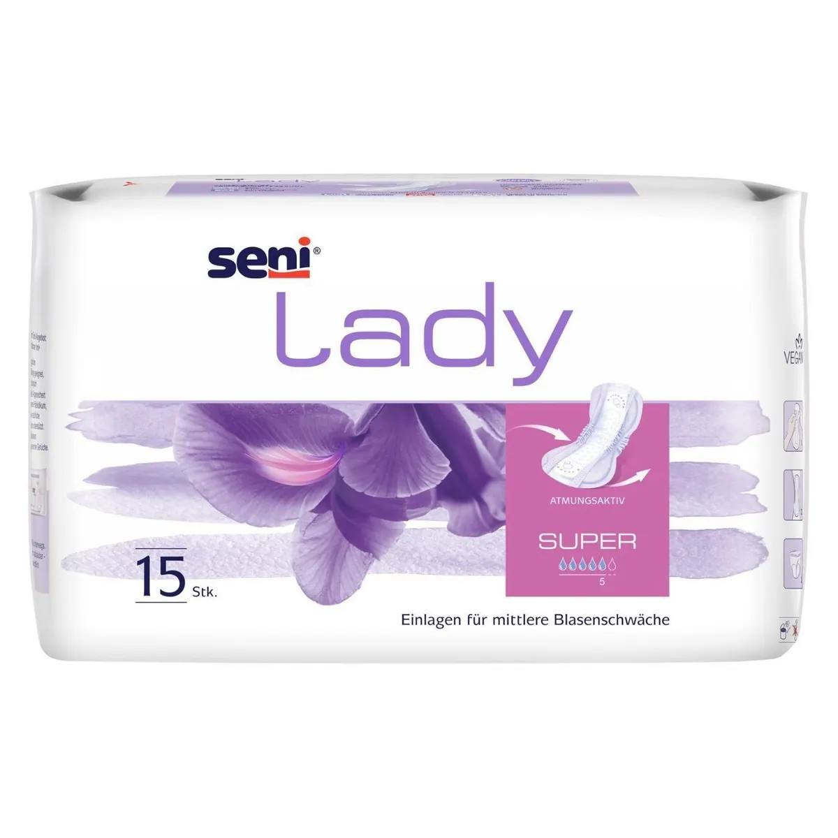 Seni Lady Super Inkontinenzeinlagen, anatomisch geformt, atmungsaktiv, latexfrei