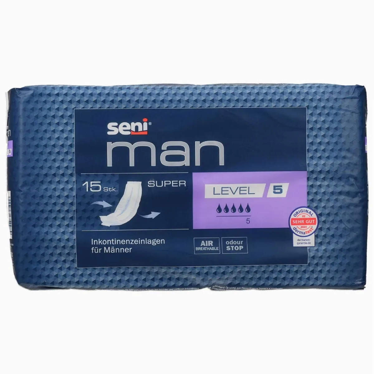 Seni Man Inkontinenzeinlage super Level 5, diskreter Schutz, hohe Saugkraft, atmungsaktiv 3