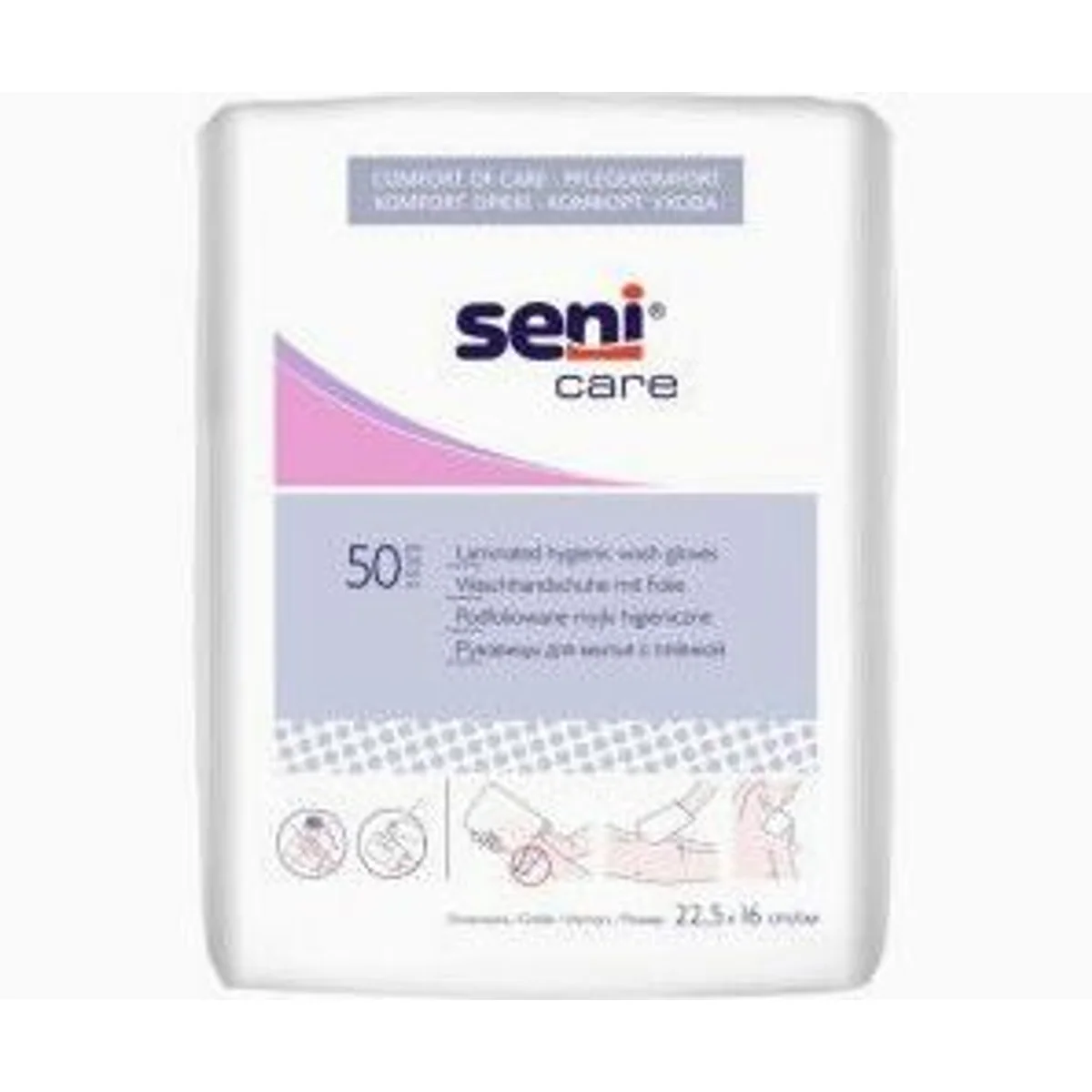 Seni Care Waschhandschuhe, sanfte Reinigung, praktische Folie — 50 Stück