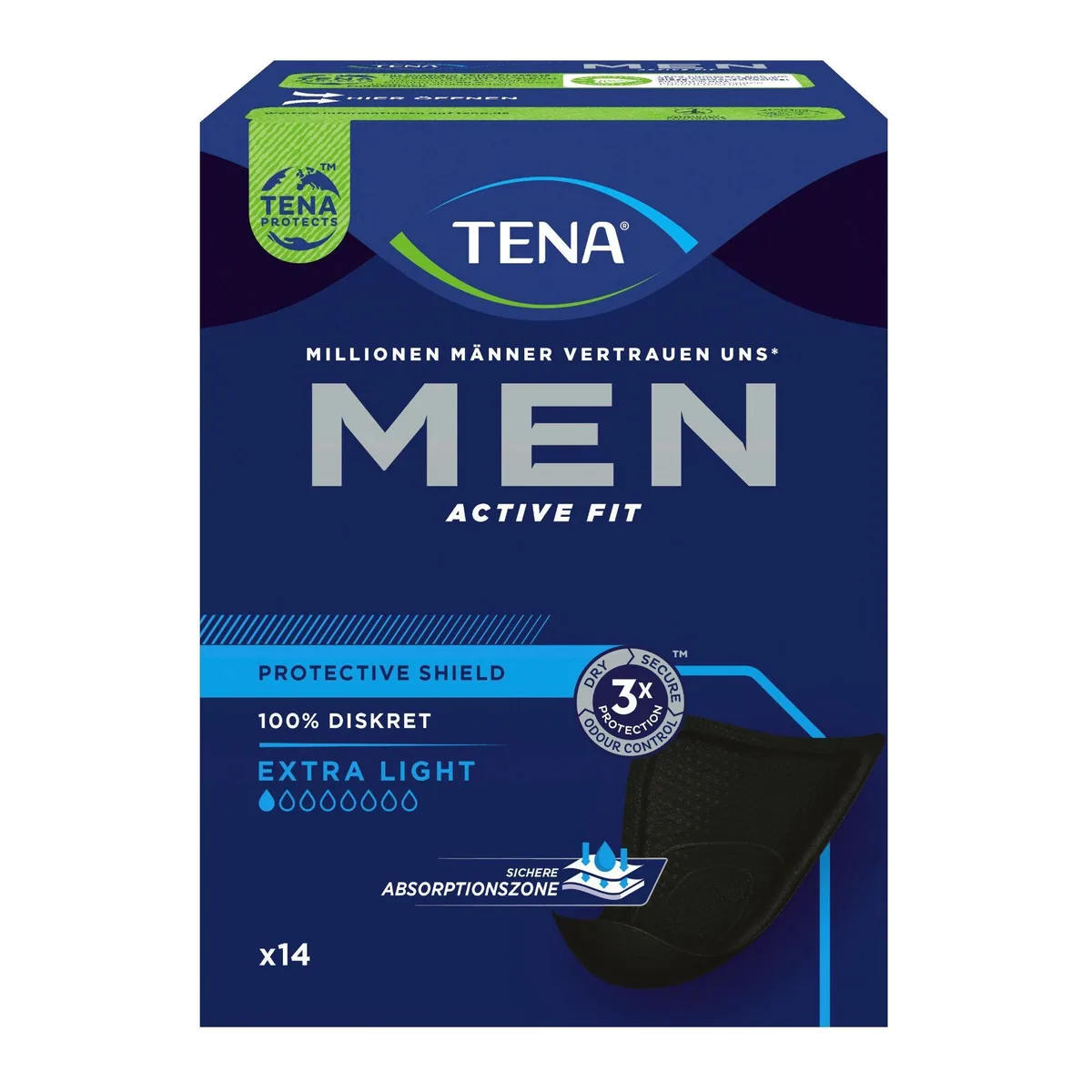 TENA Men Active Fit Level 0, diskreter Schutz, hohe Sicherheit, atmungsaktives Material