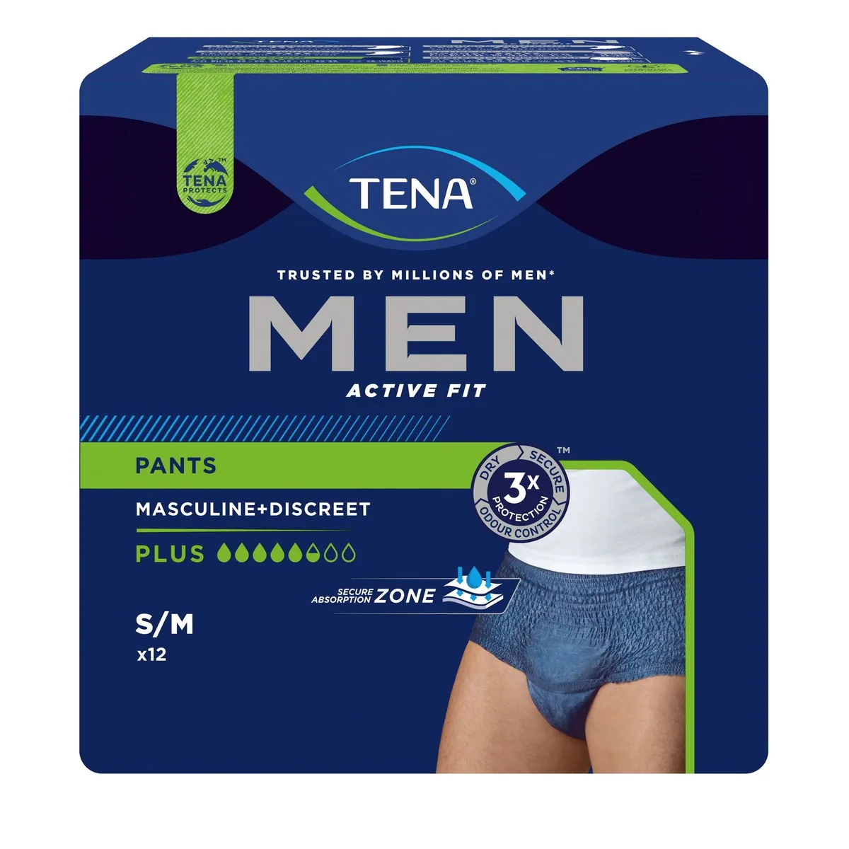 TENA MEN Active Fit Pants Plus, diskreter Schutz für Männer, optimale Passform, 12 Stück