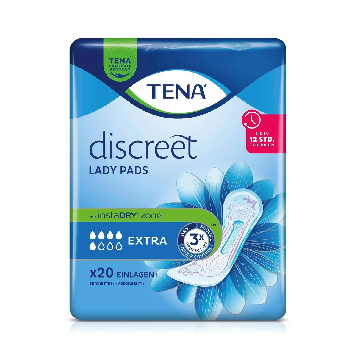TENA Lady Discreet Extra, diskreter Schutz, hohe Absorption, atmungsaktiv — 20 Stück