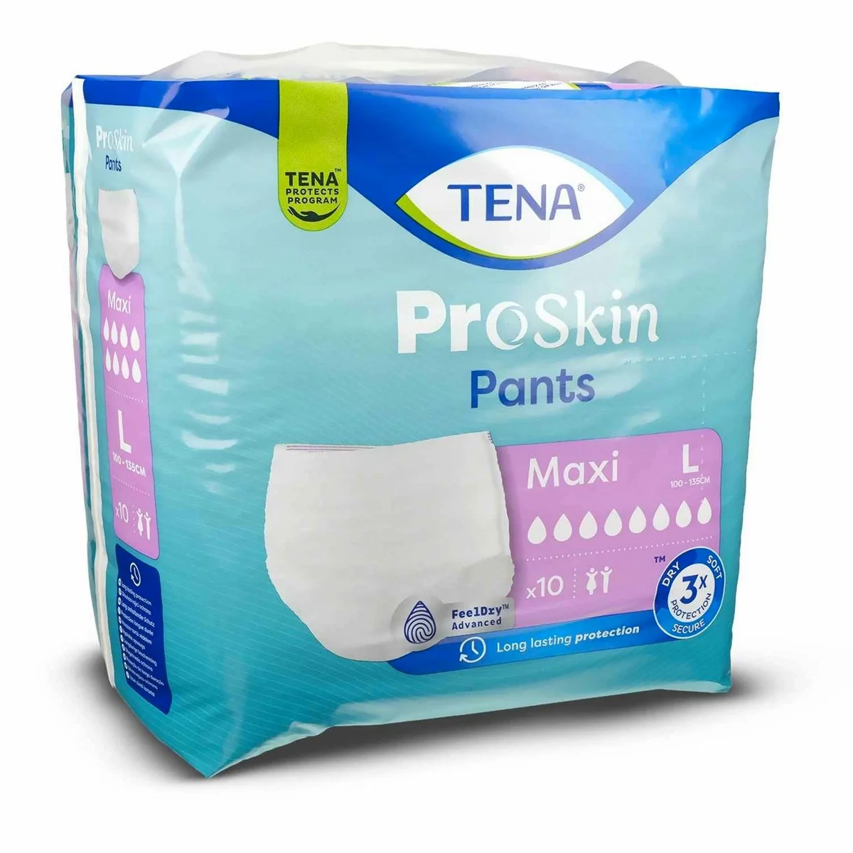 TENA PANTS Maxi L, saugstark, diskret, hautfreundlich — 10 Stück